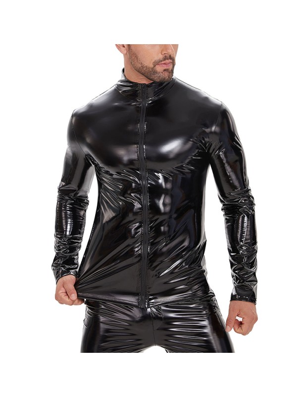 Men Sexy Jacket Long Sleeve Leather Coat Sexy Men Long Leather Coat SX242