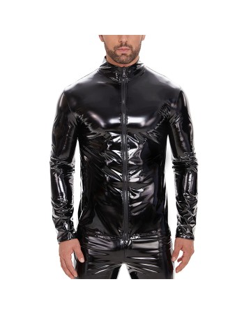 Men Sexy Jacket Long Sleeve Leather Coat Sexy Men Long Leather Coat SX242