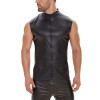 Black Men's Sexy Matte Leather Vest Shiny Leather Coats For Men Sleeveless Close-Fitting Vest SX247
