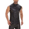 Black Men's Sexy Matte Leather Vest Shiny Leather Coats For Men Sleeveless Close-Fitting Vest SX247