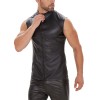 Black Men's Sexy Matte Leather Vest Shiny Leather Coats For Men Sleeveless Close-Fitting Vest SX247