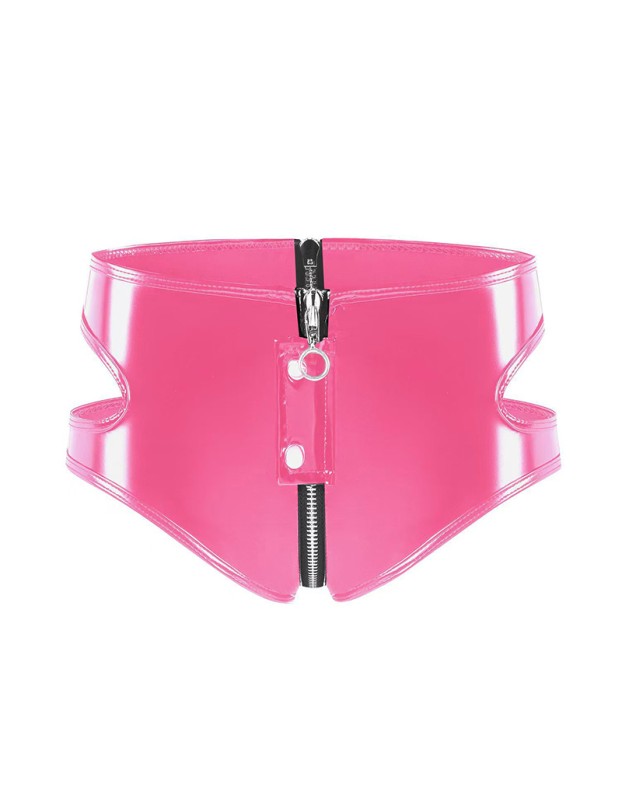 PVC Patent Leather Female Sexy Shorts Zip-up Open Sex Leather Shorts Set SX137