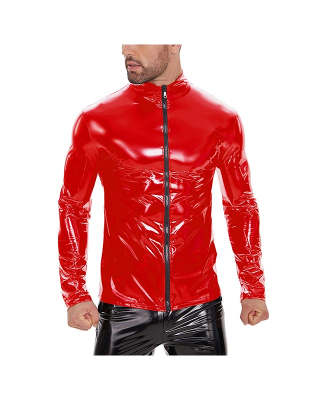 Men Sexy Jacket Long Sleeve Leather Coat Sexy Men Long Leather Coat SX242
