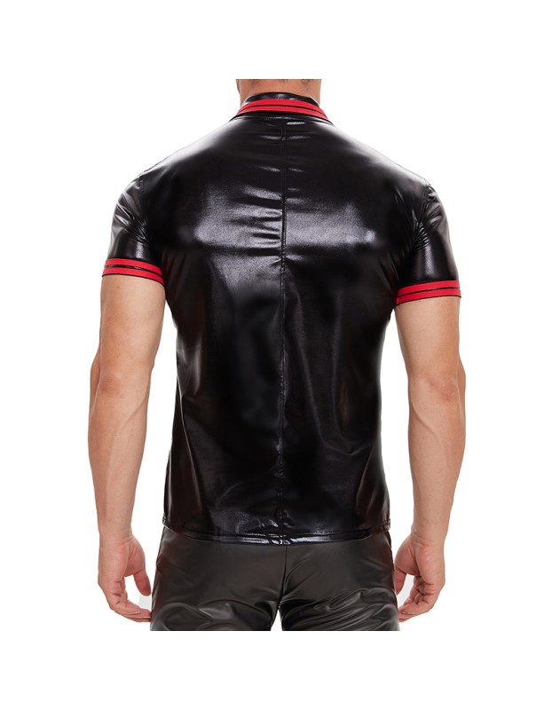 Plus Size Men's Soft Matte Leather Vest Men Bright Leather Short-Sleeved T-shirt Custom Vest SX253