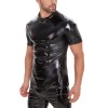 Men Body Shaper Slimming Vest Mirror Leather Bright Training Vest Short Sleeve Crew Neck SX263