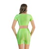 Shiny Silky Two Piece Slim Sexy Breathable Sports Yoga Clothing Leather Tights XX9027