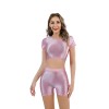 Shiny Silky Two Piece Slim Sexy Breathable Sports Yoga Clothing Leather Tights XX9027