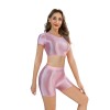Shiny Silky Two Piece Slim Sexy Breathable Sports Yoga Clothing Leather Tights XX9027