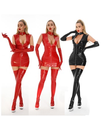 PU Sexy Underwear Casual Jumpsuit Patent Leather Shiny Leather Jumpsuit For Women Party XX6895