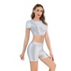Shiny Silky Two Piece Slim Sexy Breathable Sports Yoga Clothing Leather Tights XX9027