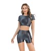 Shiny Silky Two Piece Slim Sexy Breathable Sports Yoga Clothing Leather Tights XX9027