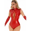 Nightclub Leather Jumpsuit For Woman Zipper Sexy Underwear Faux Leather Fetish Jumpsuit XX6890