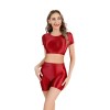 Shiny Silky Two Piece Slim Sexy Breathable Sports Yoga Clothing Leather Tights XX9027