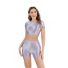 Shiny Silky Two Piece Slim Sexy Breathable Sports Yoga Clothing Leather Tights XX9027