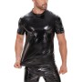 Men Body Shaper Slimming Vest Mirror Leather Bright Training Vest Short Sleeve Crew Neck SX263