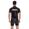 Men Body Shaper Slimming Vest Mirror Leather Bright Training Vest Short Sleeve Crew Neck SX263