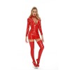 Red Leather Jumpsuit Open Crotch PU Sexy Underwear Patent Leather Nightclub Female Jumpsuit XX6892