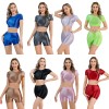 Shiny Silky Two Piece Slim Sexy Breathable Sports Yoga Clothing Leather Tights XX9027