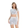 Shiny Silky Two Piece Slim Sexy Breathable Sports Yoga Clothing Leather Tights XX9027