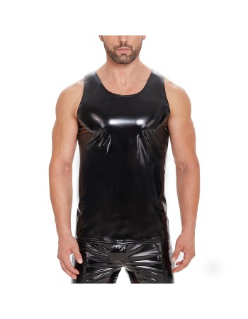 Sexy Black Vest Men's Sexy PVC Bright Leather Vest Mirror Bright Close-Fitting Leather T-Shirt SX246