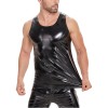Sexy Black Vest Men's Sexy PVC Bright Leather Vest Mirror Bright Close-Fitting Leather T-Shirt SX246