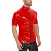 Zipper Short Sleeve Jacket Men's PVC Bright Patent Leather Coat Sexy Slim Leather Coat SX251