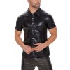 Leather Jacket For Men Short-Sleeved Men PVC High Gloss Patent Coat Sexy Leather Top SX244