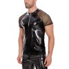 Sexy Slim See Through Short Sleeve Leather Top Men's PVC Bright Leather Vest Men SX243