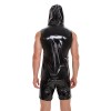 Bright Leather Hooded Coat Zipper Leather Vest Sleeveless Vest Men's Mirror Leather Vest SX259