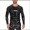 Men's Jacket PVC High Highlight Patent Leather Sexy Slim-Fit Long Sleeve PU T-shirt SX250