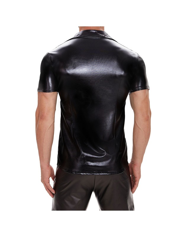 Leather Jacket For Men Short-Sleeved Men PVC High Gloss Patent Coat Sexy Leather Top SX244