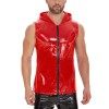 Bright Leather Hooded Coat Zipper Leather Vest Sleeveless Vest Men's Mirror Leather Vest SX259