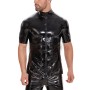 Zipper Short Sleeve Jacket Men's PVC Bright Patent Leather Coat Sexy Slim Leather Coat SX251