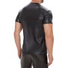 Bright Leather Men Short Sleeve T-shirt Sexy Matte Leather Vest For Men Round Neck Black Vest SX248