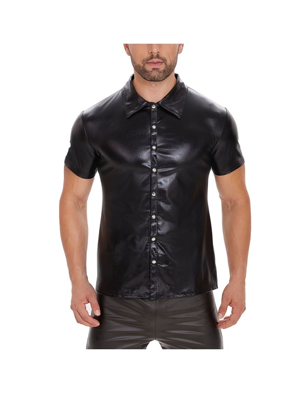 Leather Jacket For Men Short-Sleeved Men PVC High Gloss Patent Coat Sexy Leather Top SX244
