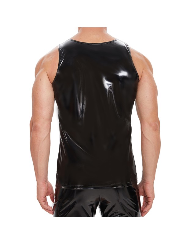 Sexy Black Vest Men's Sexy PVC Bright Leather Vest Mirror Bright Close-Fitting Leather T-Shirt SX246