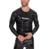 Men's Jacket PVC High Highlight Patent Leather Sexy Slim-Fit Long Sleeve PU T-shirt SX250