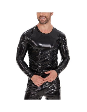 Men's Jacket PVC High Highlight Patent Leather Sexy Slim-Fit Long Sleeve PU T-shirt SX250