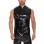 Mirror PU Bright Slim Casual Waterproof Standing Collar Sleeveless Leather Vest Jacket Men SX240