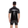Zipper Short Sleeve Jacket Men's PVC Bright Patent Leather Coat Sexy Slim Leather Coat SX251
