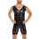 Sexy Zipper Open File Bodysuit Men's Mirror Bright Leather Short Pants Sleeveless Jumpsuit SX258