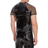 Sexy Slim See Through Short Sleeve Leather Top Men's PVC Bright Leather Vest Men SX243