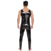 Plus Size Zipper Men's PVC Bright Leather Sexy Open Slim Bodysuit Sleeveless Vest Jumpsuit SX255