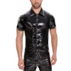 Leather Jacket For Men Short-Sleeved Men PVC High Gloss Patent Coat Sexy Leather Top SX244