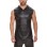 Patent Leather Top Hooded Sleeveless T-shirt Men's Matte Leather Vest Advanced Soft Vest SX261