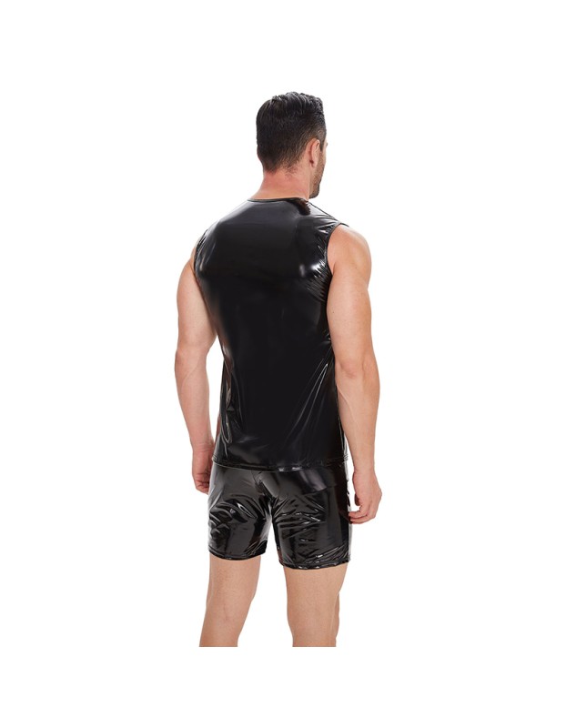 Sleeveless Leather Vest Men's Mirror Slim Casual Waterproof Sexy Men Leather T-shirt SX268