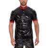 Waterproof Leather  Assorted Colors Vest Men's PU Mirror Bright Leather Round Neck T-shirt SX271