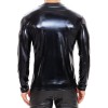 V-neck PU Leather Top Men's Soft Patent Leather T-shirt Long Sleeve Sexy Bright Leather Coat SX260