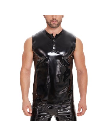 Sleeveless Leather Vest Men's Mirror Slim Casual Waterproof Sexy Men Leather T-shirt SX268