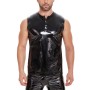 Sleeveless Leather Vest Men's Mirror Slim Casual Waterproof Sexy Men Leather T-shirt SX268